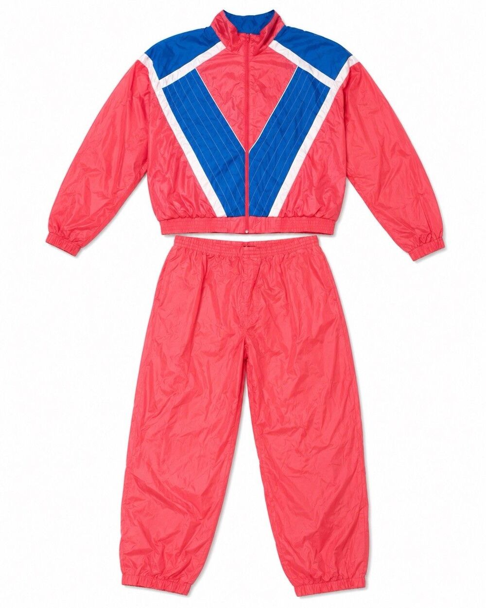 Vintage 90s Sunterra XL Nylon Tracksuit Pink Blue Windbreaker Jacket Pants Set